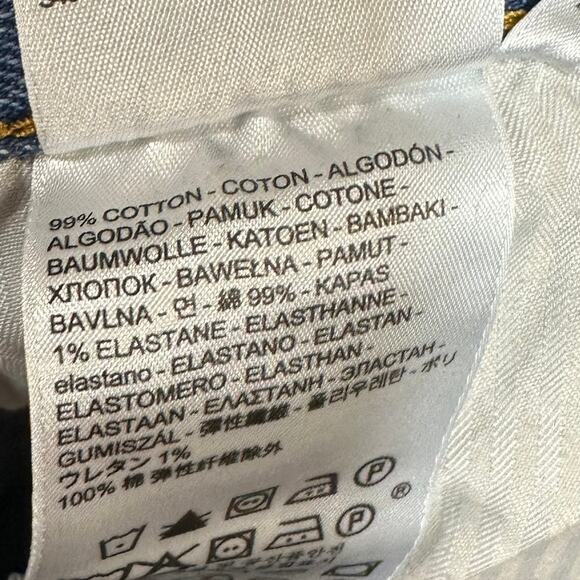 Levi's Jeans 26 White Oak Cone DEnim Medium Wash Raw Hem Button Pink Dyed Skinny - Picture 12 of 14